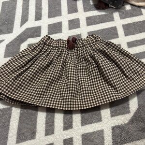 Zara Black and Cream Checkered Skater Skirt